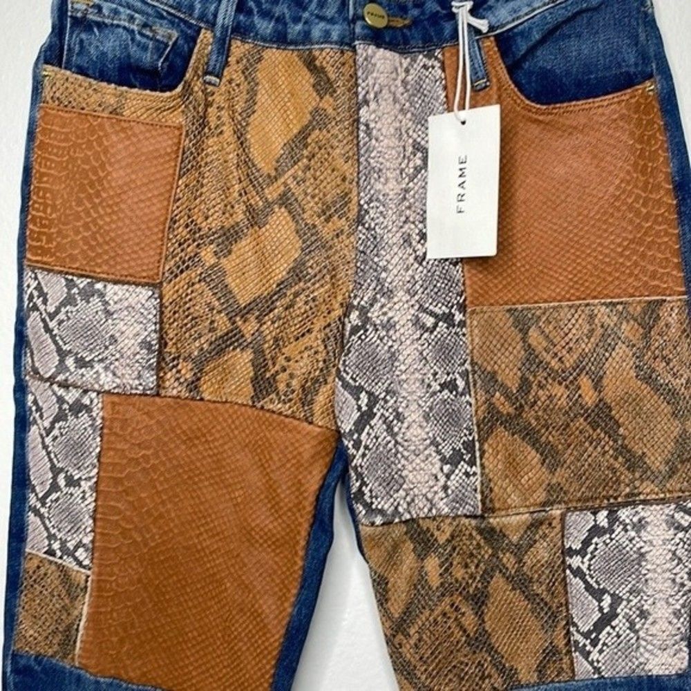 FRAME Le Mini Boot Patchwork Snake Skin Womens Si… - image 5